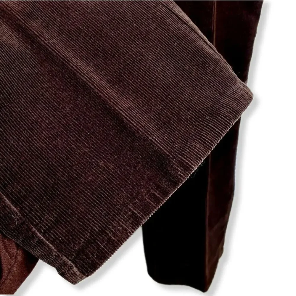 Women 90s Y2K Brown Straight Leg Fine Corduroy Pant 4P Country Fall Cabincore